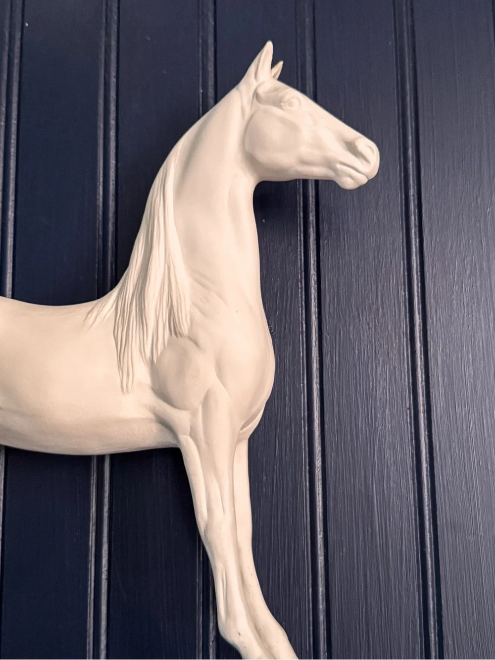 Vintage White Ceramic Horse — Large Equestrian Figurine